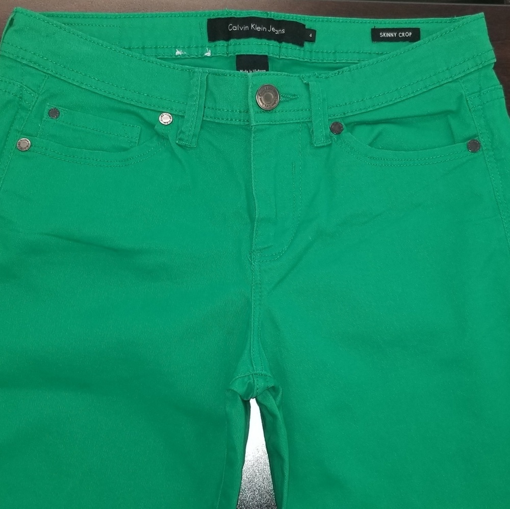 Calvin Klein Skinny Crop Green Jeans Size 4